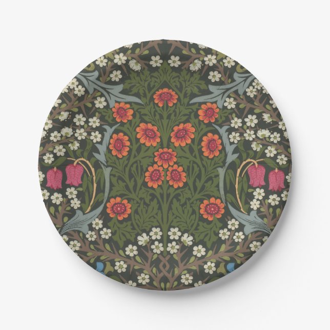 William Morris Blackthorn Garden Blume Classic Pappteller (Vorderseite)