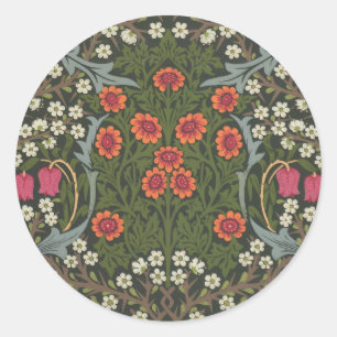 William Morris Blackthorn Garden Blume Classic Runder Aufkleber