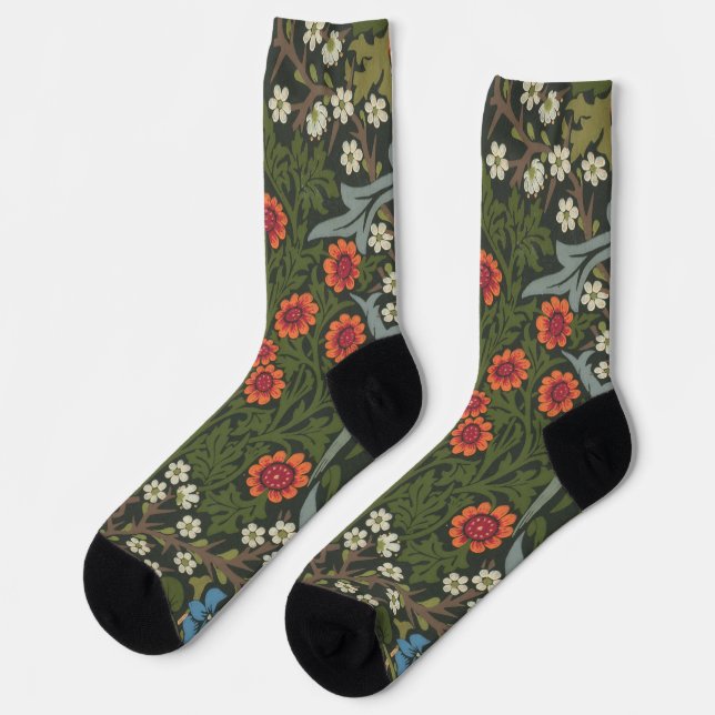 William Morris Blackthorn Garden Blume Classic Socken (Linkes Detail)