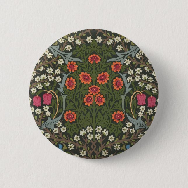 William Morris Blackthorn Gartenblume Klassiker Button (Vorderseite)