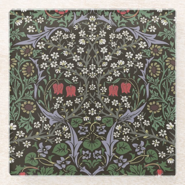 William Morris Blackthorn Tapestry Floral Glasuntersetzer (Vorderseite)