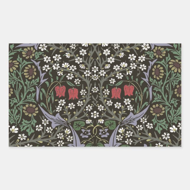 William Morris Blackthorn Tapestry Floral Rechteckiger Aufkleber (Vorderseite)