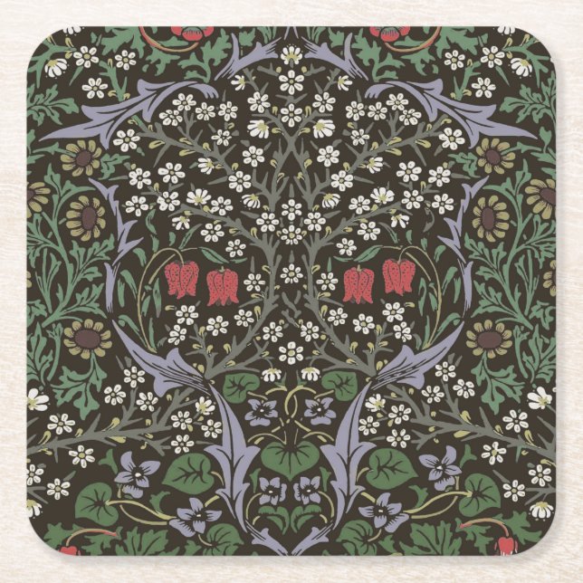 William Morris Blackthorn Tapestry Floral Rechteckiger Pappuntersetzer (Vorderseite)