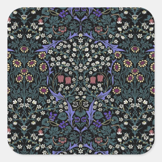 William Morris Blackthorn Victorian Wallpaper Quadratischer Aufkleber (Vorderseite)