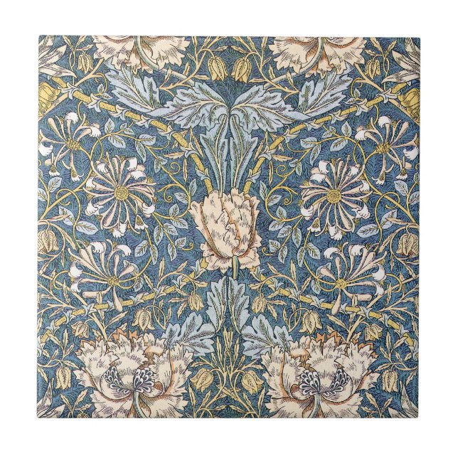 William Morris Blau Floral Fliese (Vorderseite)