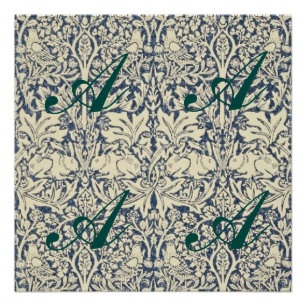 William Morris, Blau grau, Muster, Art Nouveau, vi Poster