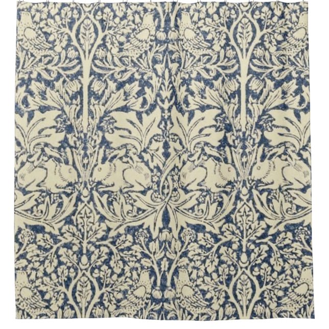 William Morris, Blau grau, Muster, Jugendstil, Vin Duschvorhang (Vorderseite)