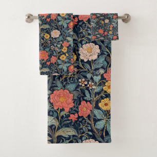William Morris Blau Türkis Arts & Crafts Floral Badhandtuch Set