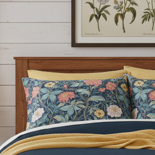 William Morris Blau Türkis Arts & Crafts Floral Kissenbezug