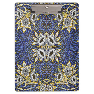 William Morris Blau- und Gold-Tulpen-Weiden-Design Klemmbrett