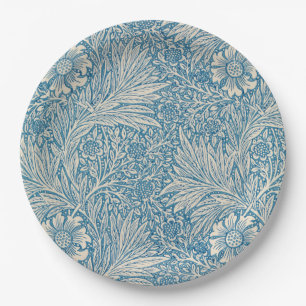 William Morris - blaue Ringelblume mit Blumen Pappteller
