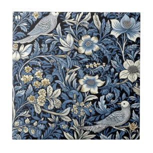 William Morris Blaues Blattmuster Tapete Fliese