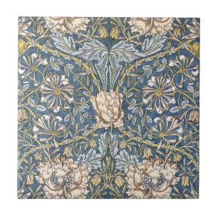 William Morris-blaues Blumen Fliese
