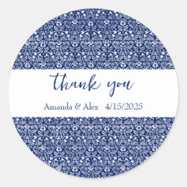 William Morris blaues Blumenmuster personalisiert Runder Aufkleber