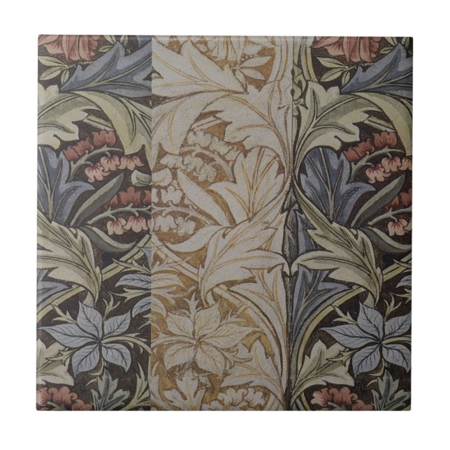 William Morris Blauglockentapete Botanischer Klass Fliese (Vorderseite)