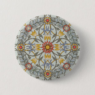 William Morris Bloral Circle Blume Illustration Button