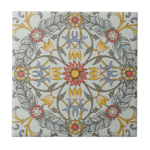 William Morris Bloral Circle Blume Illustration Fliese