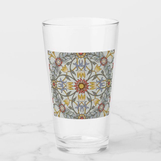 William Morris Bloral Circle Blume Illustration Glas (Vorderseite)