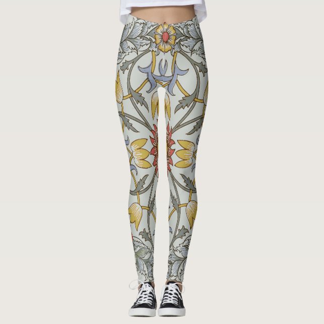 William Morris Bloral Circle Blume Illustration Leggings (Vorderseite)