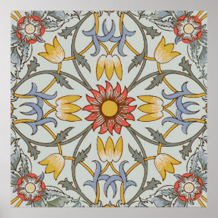 William Morris Bloral Circle Blume Illustration Poster