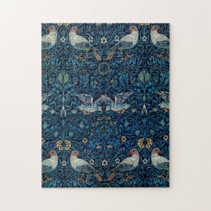 William Morris Blue Birds Floraler Teppich Klassik Puzzle