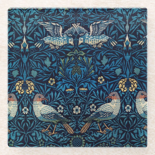 William Morris Blue Birds Tapestry Classic Glasuntersetzer (Vorderseite)