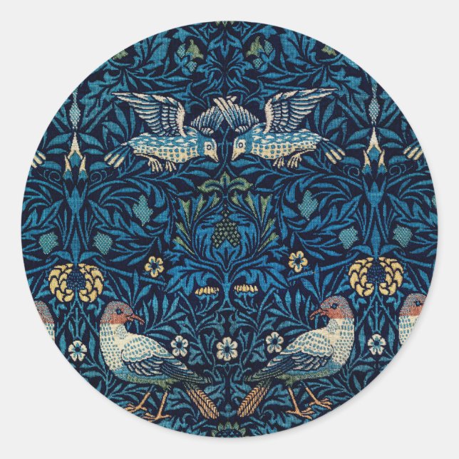 William Morris Blue Birds Tapestry Classic Runder Aufkleber (Vorderseite)