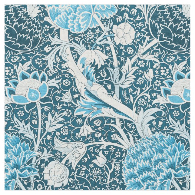 William Morris Blue Floral Pattern Pre-Raphaelites Stoff (Nahaufnahme)