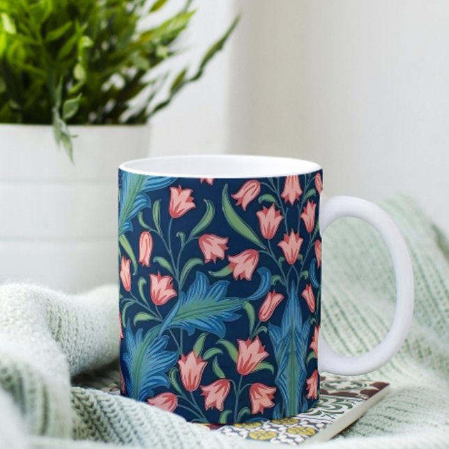 William Morris Blue Green Pink Floral Pattern Kaffeetasse (Von Creator hochgeladen)