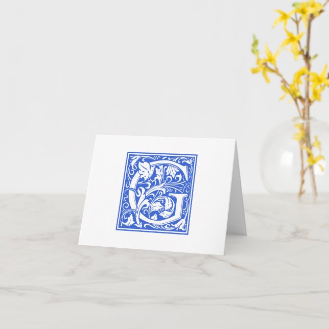 William Morris Blue Initial G Card & Envelope Karte (Gelbe Blume)