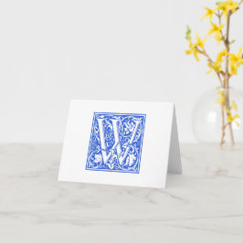 William Morris Blue Initial W Card & Envelope Karte