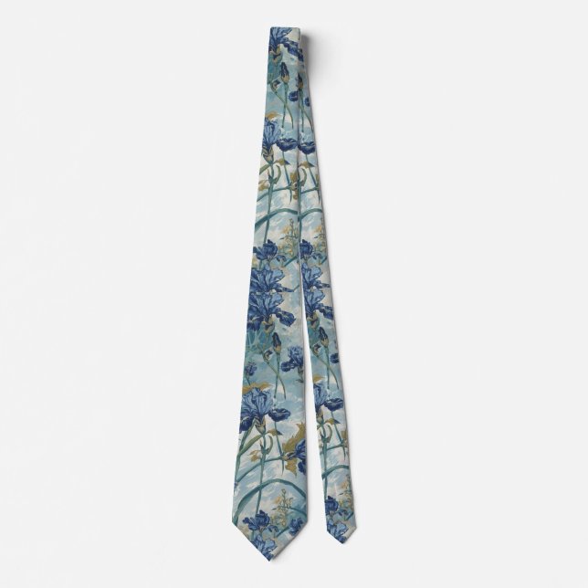 William Morris Blue Iris vintage Blumenmuster Krawatte (Vorderseite)
