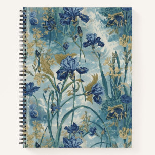William Morris Blue Iris vintage Blumenmuster Notizbuch