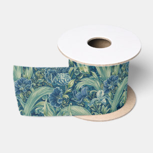 William Morris Blue Iris vintage Blumenmuster Satinband