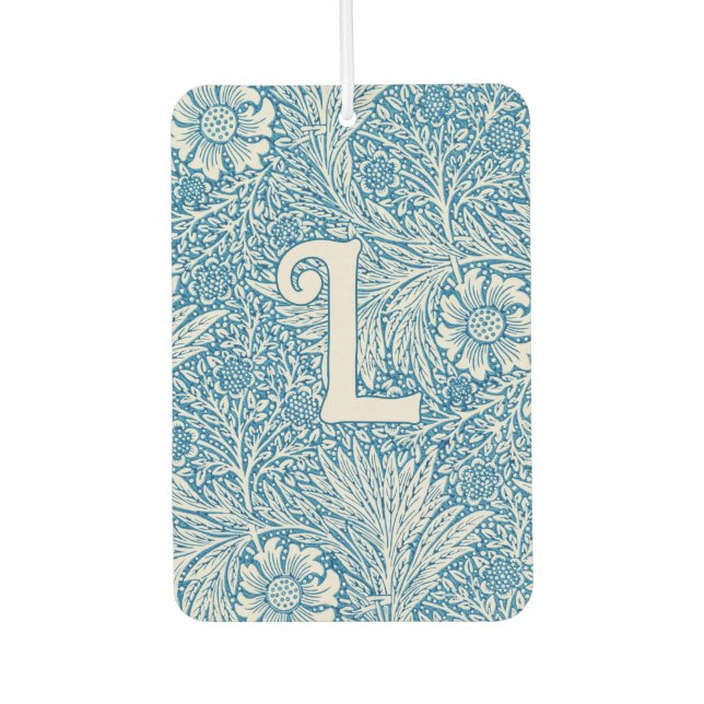 William Morris Blue Marigold Monogram Autolufterfrischer (Vorderseite)