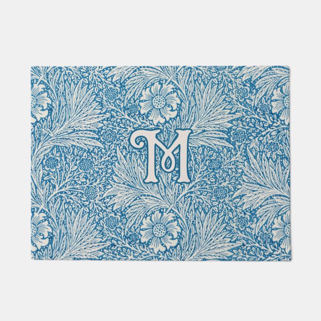 William Morris Blue Marigold Monogram Fußmatte (Vorderseite)