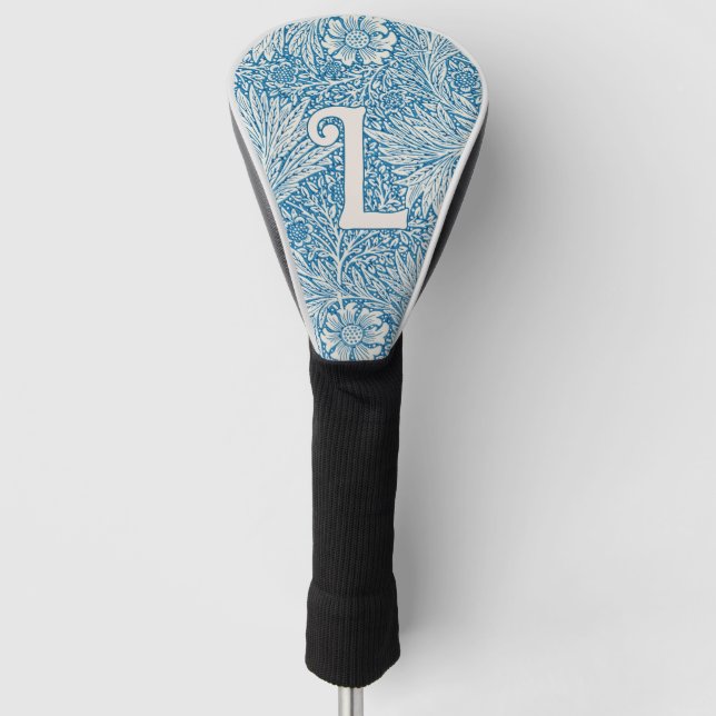 William Morris Blue Marigold Monogram Golf Headcover (Vorderseite)