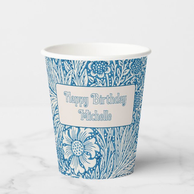 William Morris Blue Marigold Pappbecher (Vorderseite)