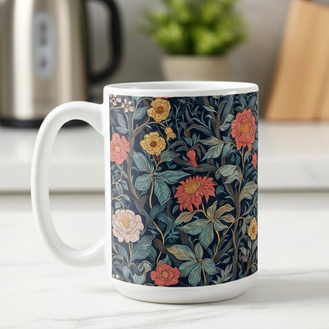 William Morris Blue Teal Arts & Crafts Floral Kaffeetasse (Von Creator hochgeladen)