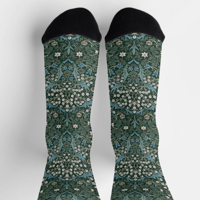 William Morris Blue White & Green Floral Socken (Oben)