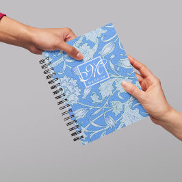 William Morris - Blue Wild Tulips & Monogram Notizbuch