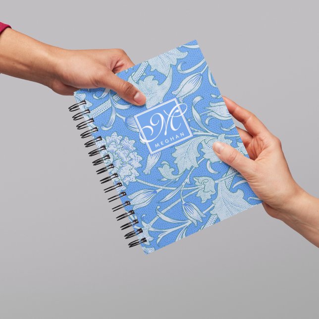 William Morris - Blue Wild Tulips & Monogram Notizbuch (Von Creator hochgeladen)