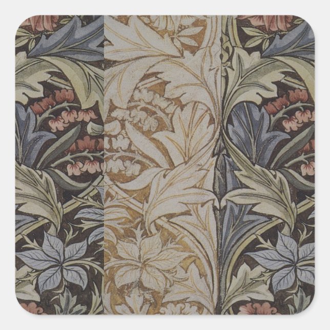 William Morris Bluebell Tapestry Design Quadratischer Aufkleber (Vorderseite)