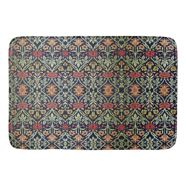 William Morris Blume Foliage Green Yellow Red Badematte (Vorderseite)