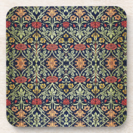William Morris Blume Foliage Green Yellow Red Getränkeuntersetzer