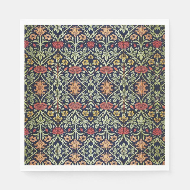 William Morris Blume Foliage Green Yellow Red Serviette (Vorderseite)