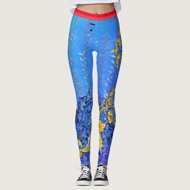 William Morris BLUME UND JAPANISCHE BLAUE LEGGINGS (Vorderseite)