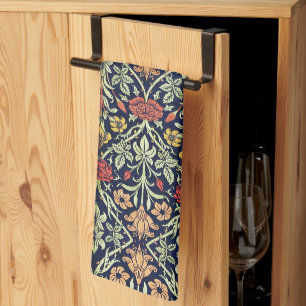 William Morris Blumen Blattwerk Grün Gelb Rot Geschirrtuch