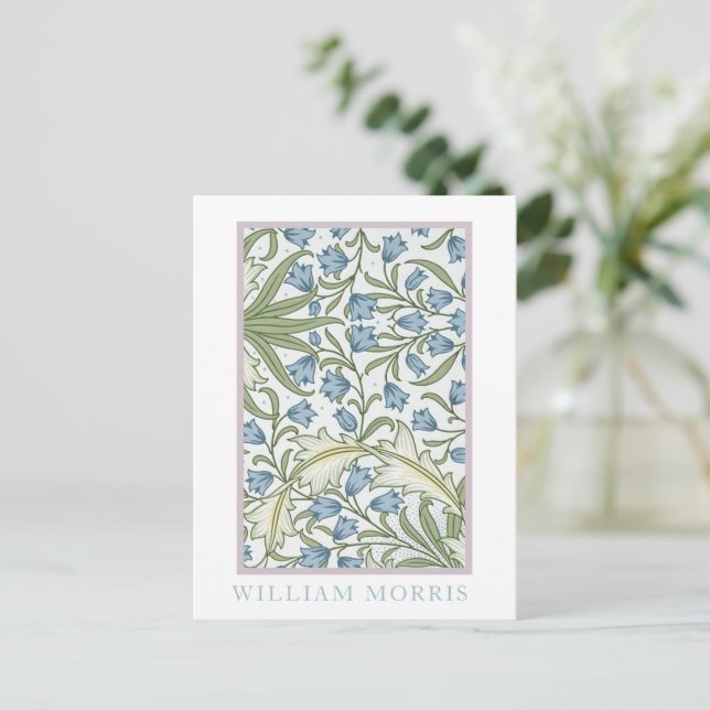 William Morris - Blumen: Blau und grüne Blumen Postkarte (Stehend Vorderseite)