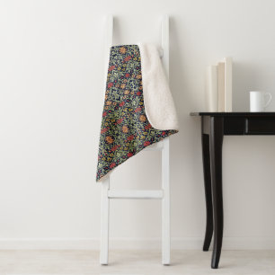William Morris Blumen Laub Grün Gelb Rot  Sherpadecke